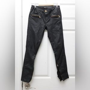 Zara Women waxed look zipper pants